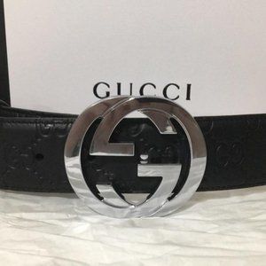 Gucci Black Signature Interlocking G Belt